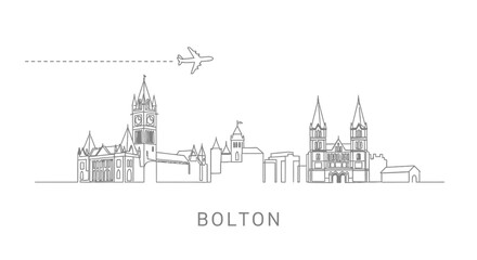 Bolton skyline Travel destination Plane fly.