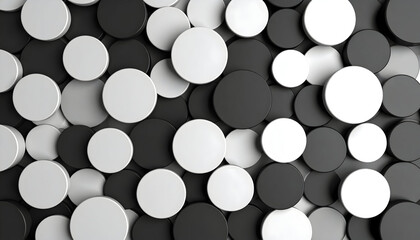 Abstract Monochrome Circular Pattern: Overlapping Black and White Discs