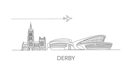 Obraz premium Derby Skyline Outline Travel Destination England.
