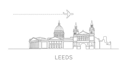 Leeds Skyline with England, UK Cityscape, and travel.