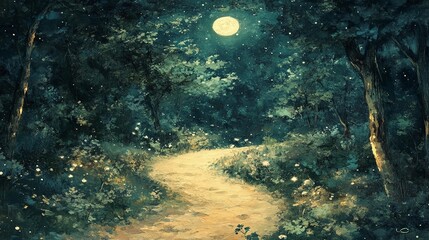 Moonlit Forest Path