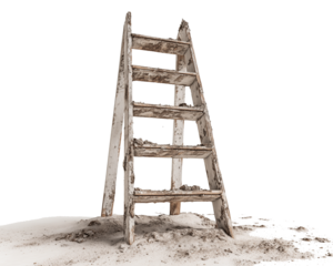 Distressed ladder with peeling paint