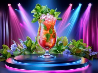 Stage Ready Cocktail: Refreshing Drink, Mint, and Ice Design