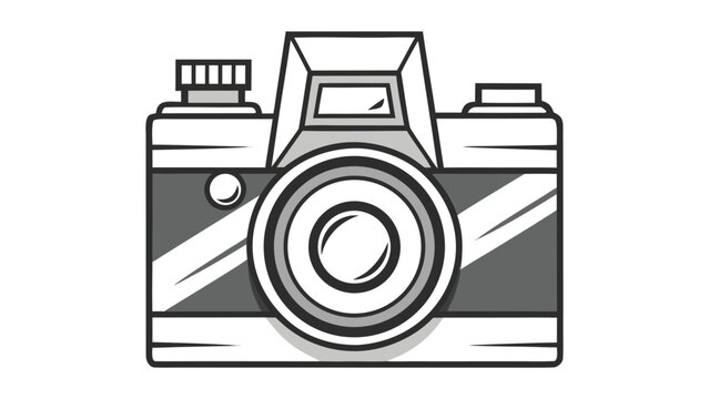 Vector illustration of a digital camera icon with a lens, symbolizing photography and image capture