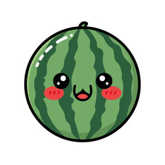 Obraz premium kawaii watermelon fruit adorable cute cartoon illustration vector
