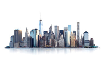 Artistic sketch of a modern city skyline with watercolor accents