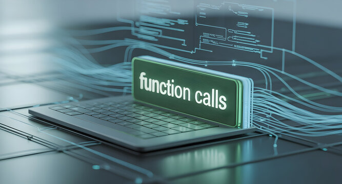 Laptop function calls technology illustration