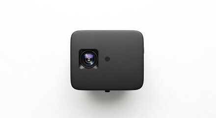 Black Projector Device on White Background