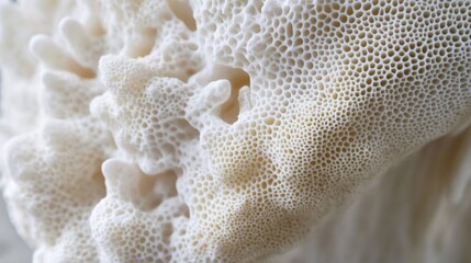 Close-up of a White Coral Specimen with Intricate Porous Surface