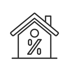 House with percant discount tag icon isolated on white background.