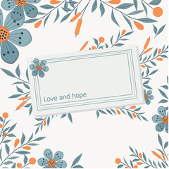 Blank card with flower border. Greating design.