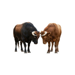 two bulls are pitting their horns against each other generative AI