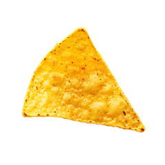 Fototapeta premium Single triangular tortilla chip with a golden-brown, seasoned surface