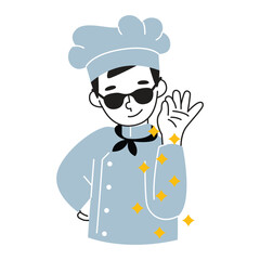 Illustration of a male chef adding spices in a cute style