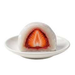 Strawberry Daifuku Mochi: A Sweet Japanese Treat on a White Plate