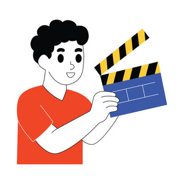 Illustration of a man holding a clapperboard