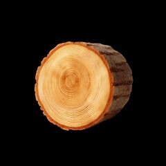 Obraz premium Close-up View of Natural Tree Trunk Section with Wood Grain Texture and Detailed Growth Rings on a Black Background