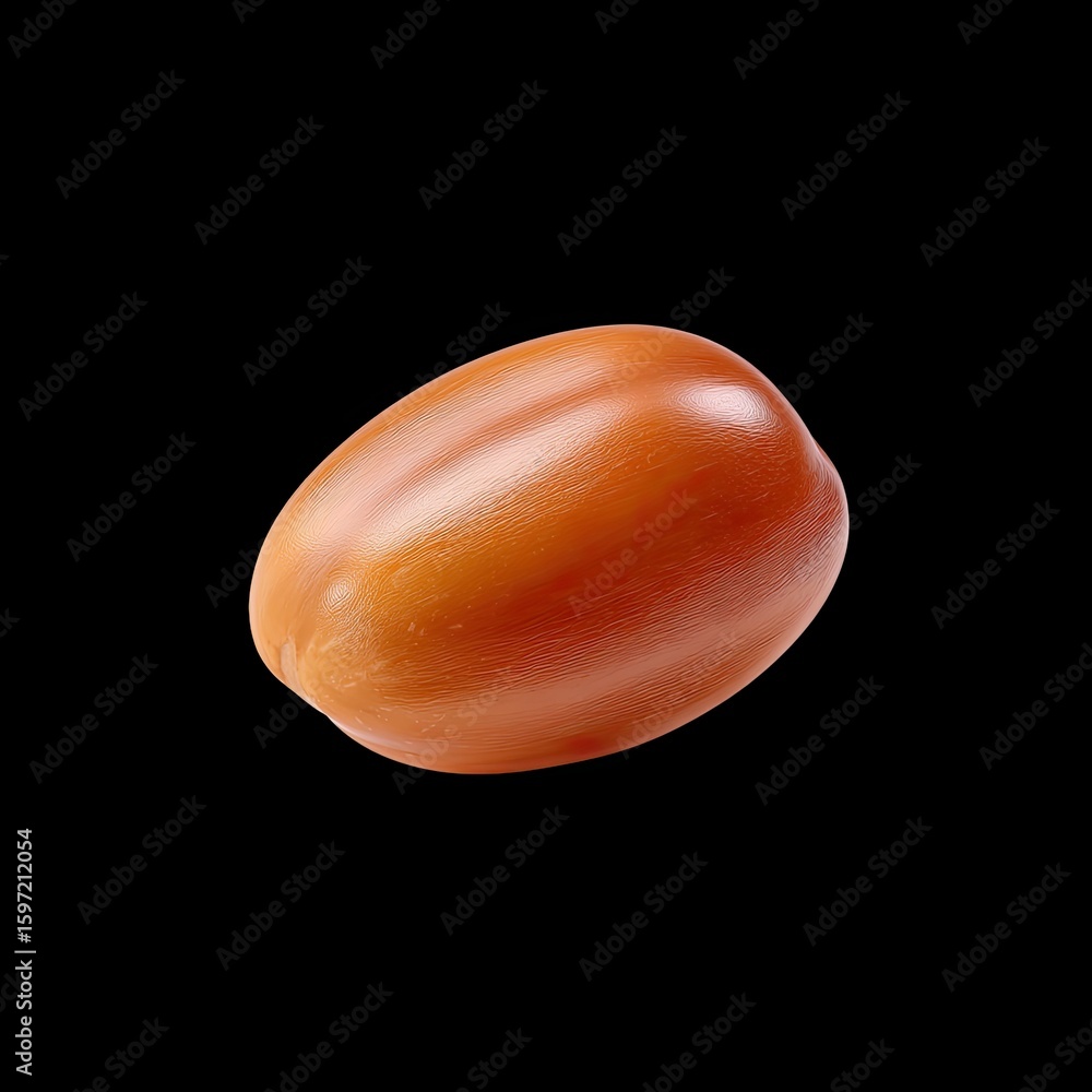 Poster smooth and shiny orange egg-shaped object isolated on black studio background