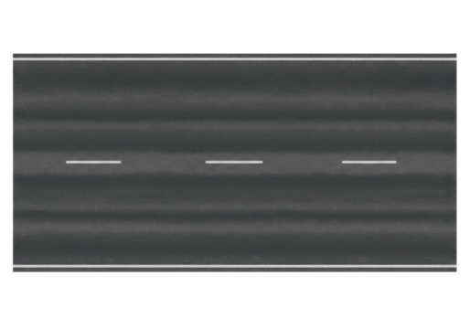 A straight road with dashed white lines under a clear blue sky, ideal for travel themes