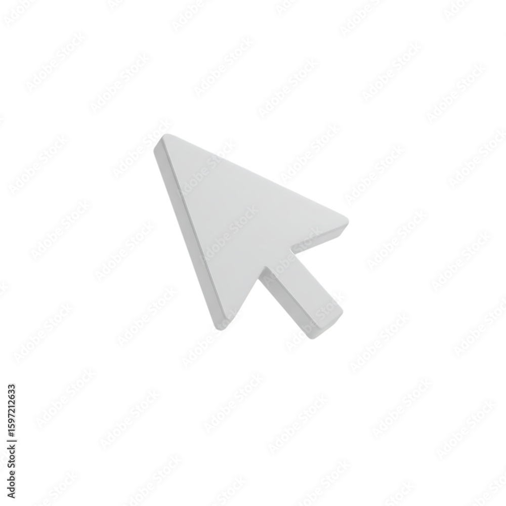 Poster White 3d computer mouse cursor arrow pointer isolated on transparent background