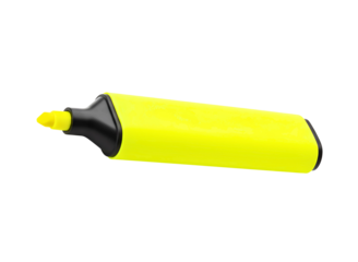 highlighter pen with ink mark isolated on transparent background