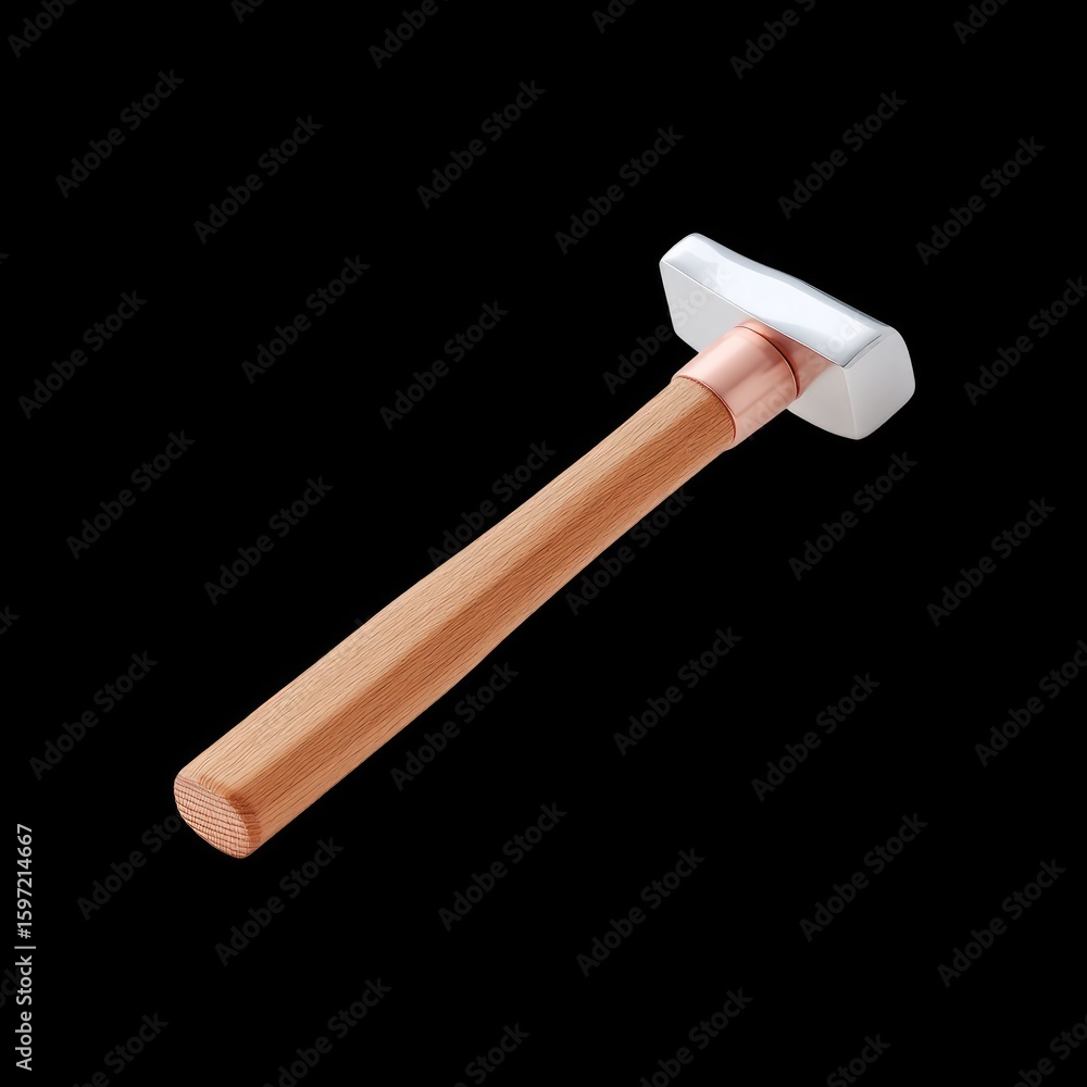 Poster modern crafted hammer with wooden handle and sleek metallic head on a dark background for constructi