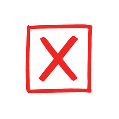 Obraz premium Hand Drawn Red X Mark in a Square Illustration
