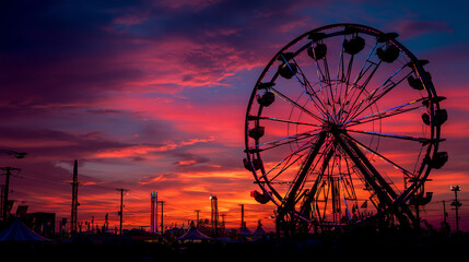 Carnival Ferris Wheel Silhouette at Sunset - Canadian National Exhibition (CNE) - Toronto 