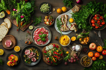 Healthy eating concept with fresh vegetables and balanced diet meal