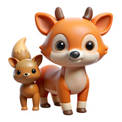 Adorable cartoon deer and fawn duo