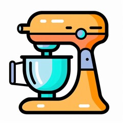 Cartoonish orange and teal stand mixer