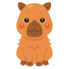 お座りしたカピバラのイラスト