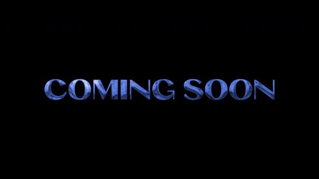 Shiny blue chrome letters spelling out coming soon. Great for promotional banners, website headers, or social media posts to tease upcoming events or products. glitch effect