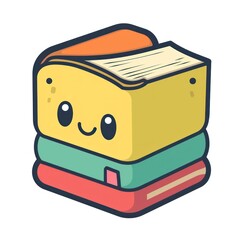 Cute cartoon book stack