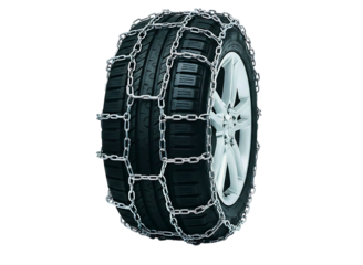 car tires with snow chains isolated on transparent background