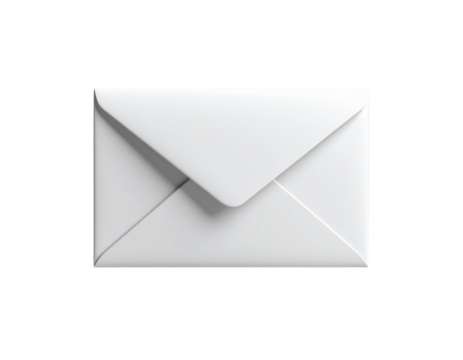  Minimal 3D Mail Envelope Icon in Soft White with Subtle Drop Shadow, Isolated