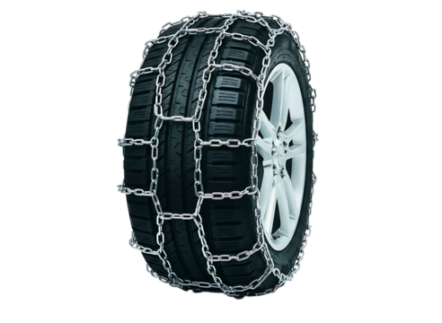 car tires with snow chains isolated on transparent background