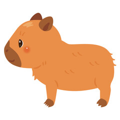 カピバラの横向きイラスト