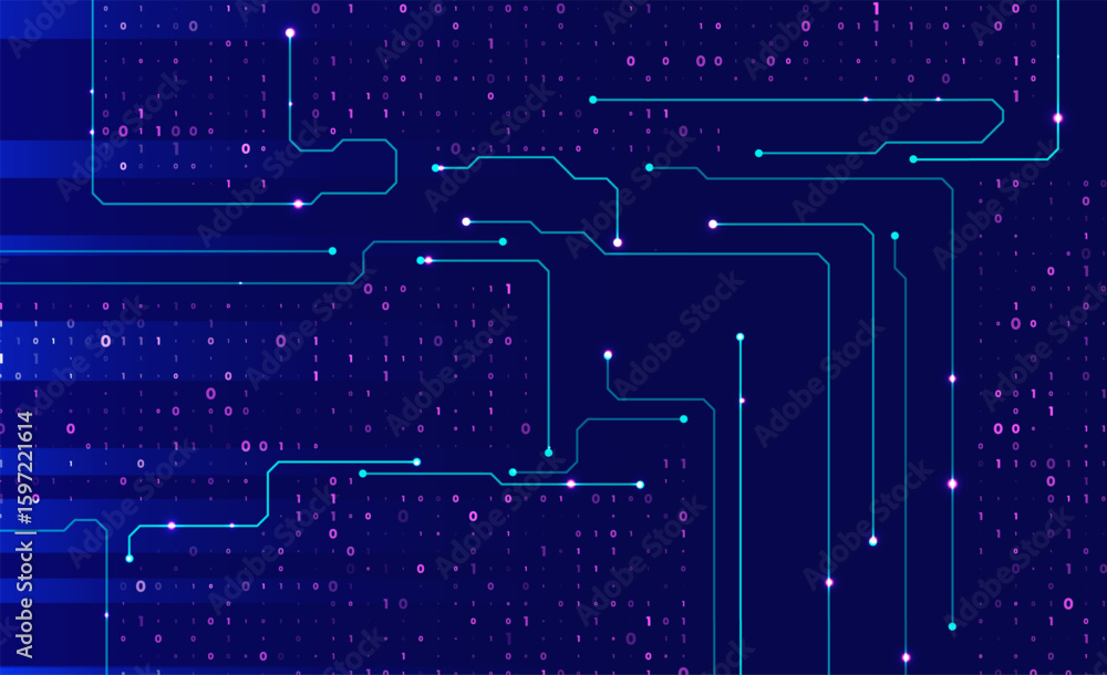 Poster abstract futuristic circuit board background. big data code representation. hi-tech illustration of 