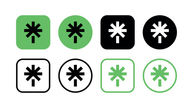 Linktree Logo App Icon Set. Green and Black Variations in Flat, Outline, and Filled Styles for Branding and UI Design