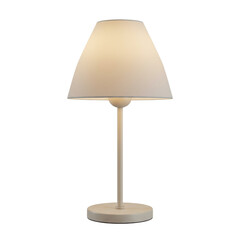 Obraz premium Elegant white table lamp casting soft light in a cozy living room, enhancing the ambiance