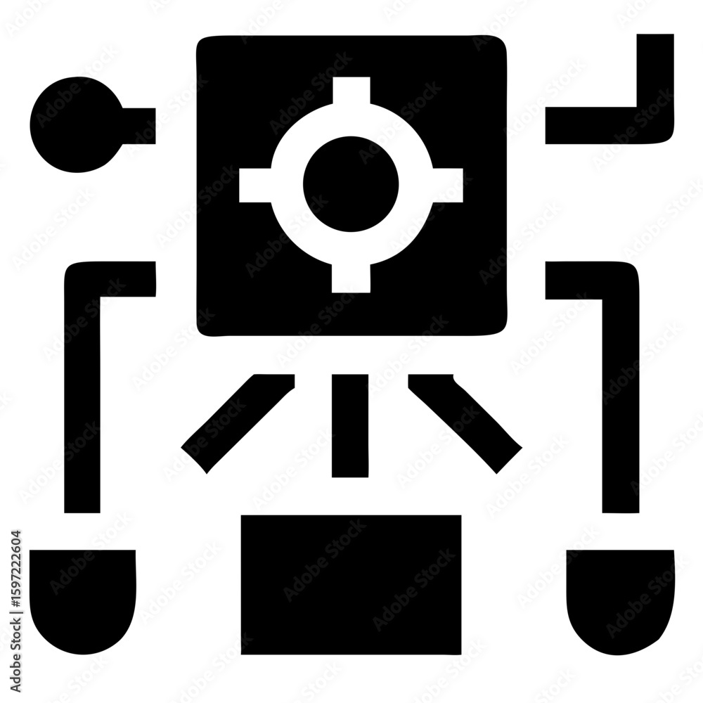 Poster major components and functions icon vector illustration of a black abstract symbol with a target ins