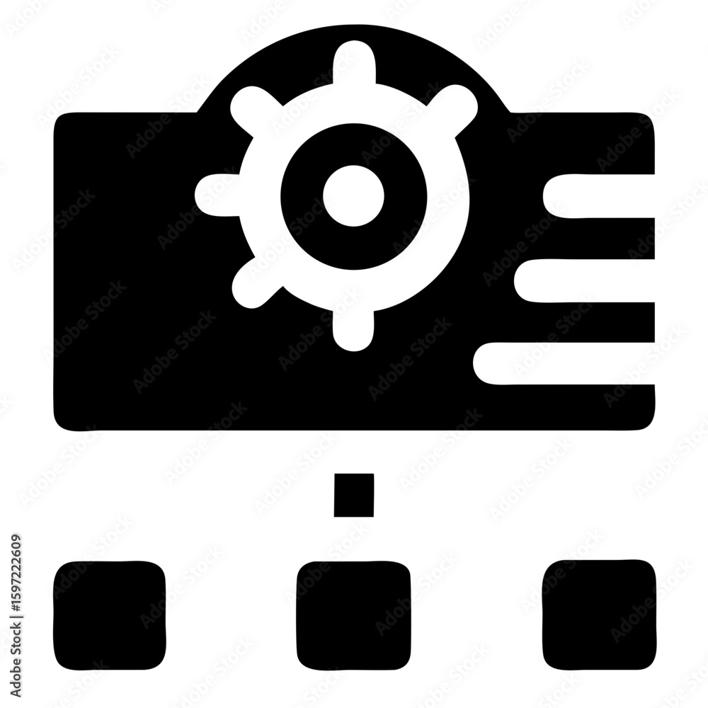 Poster major components and functions icon vector illustration of a folder with a gear on top connected to 