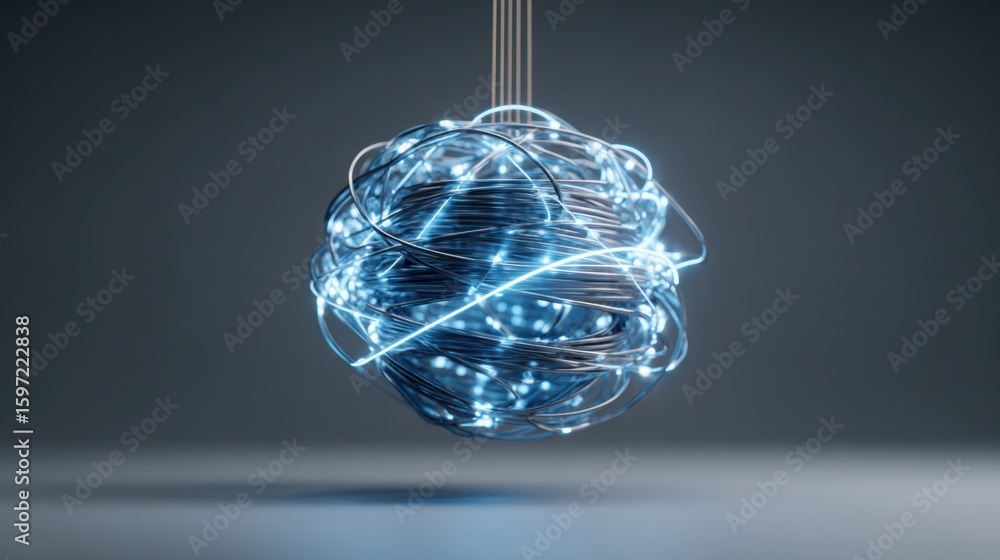 Poster illuminated light bulb with wires illustrating concepts of innovation and ideas in ai-quantum crypto
