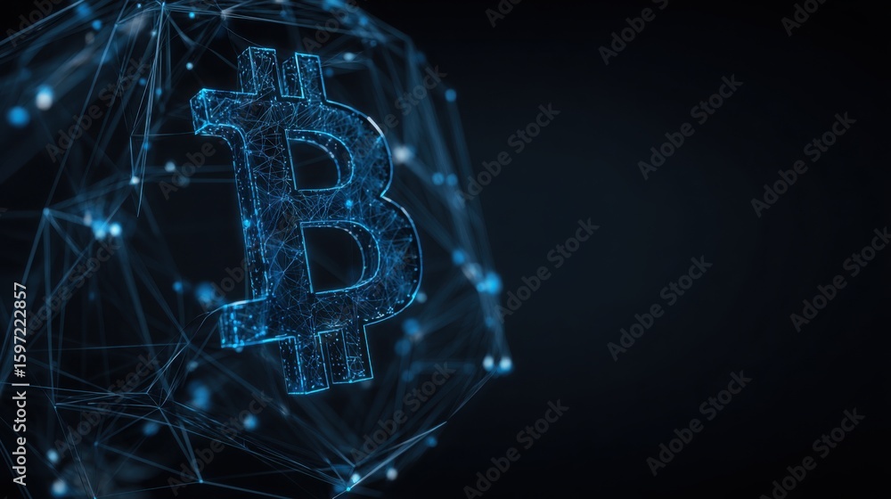 Aufkleber distinctive bitcoin showcasing digital currency symbolism in ai-quantum crypto mesh conceptual visua