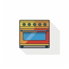 Obraz premium Colorful flat icon of a stove