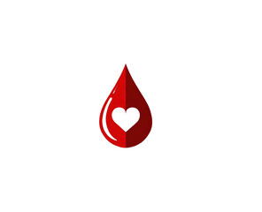 Red blood drop with heart; pixelated style