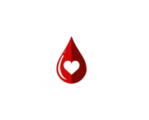 Red blood drop with heart; pixelated style