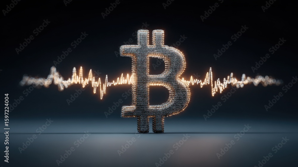 Poster unique dollar sign created from vibrating sound waves depicting economic concepts in a visual abstra