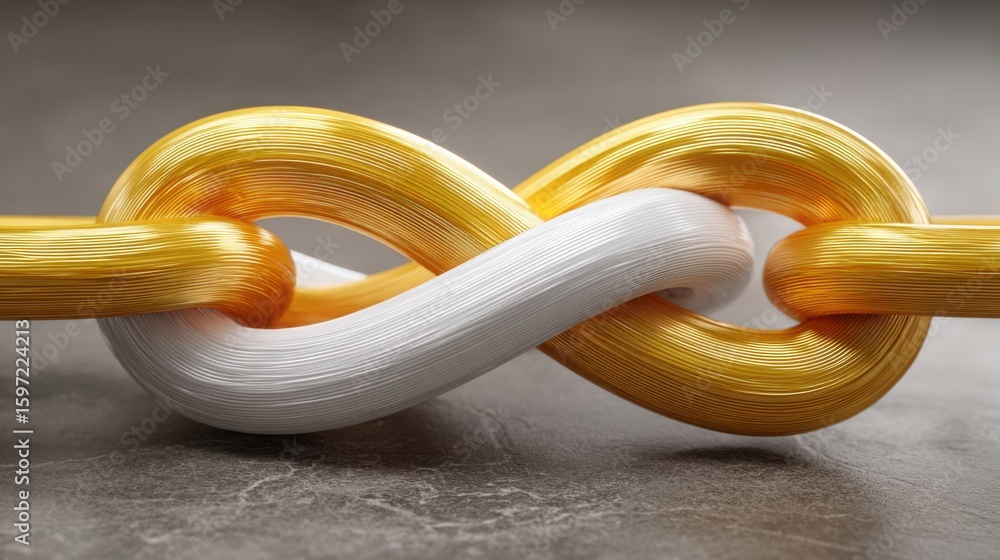 Poster close-up of a yellow and white linked chain representing the strong connections and security within 